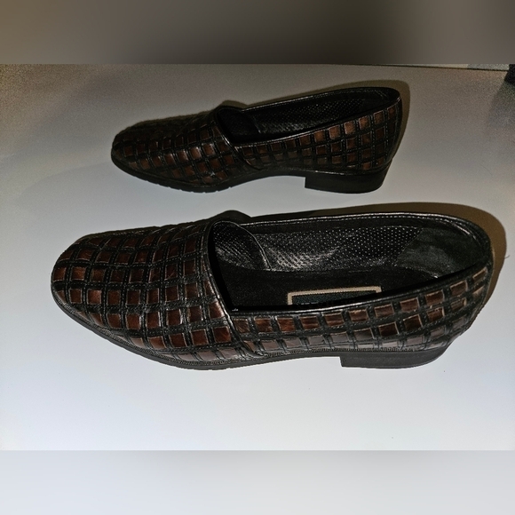 Cole Haan Slip On Woven Leather Loafers Black & Brown Size 8B Made in Italy - Picture 6 of 8